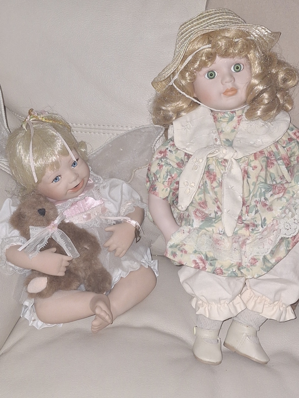 Girls Floral Cream and Pink Party Dress with Lace Collar